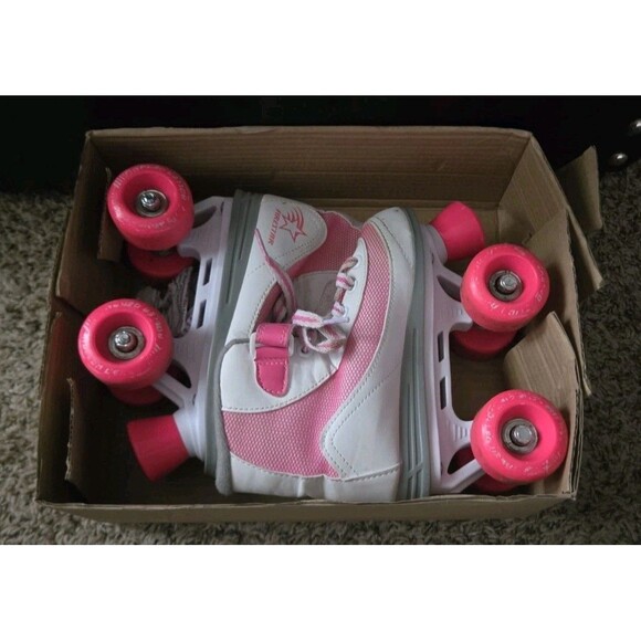 Roller Derby Firestar Roller Skates Youth Girl's Size 1 White Neon Pink With Box - Picture 14 of 16